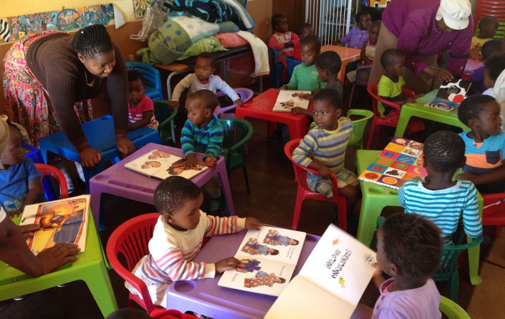 The children with their new books