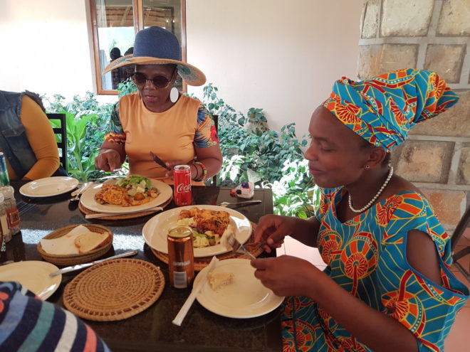 Fikile and Dudu enjoying the food